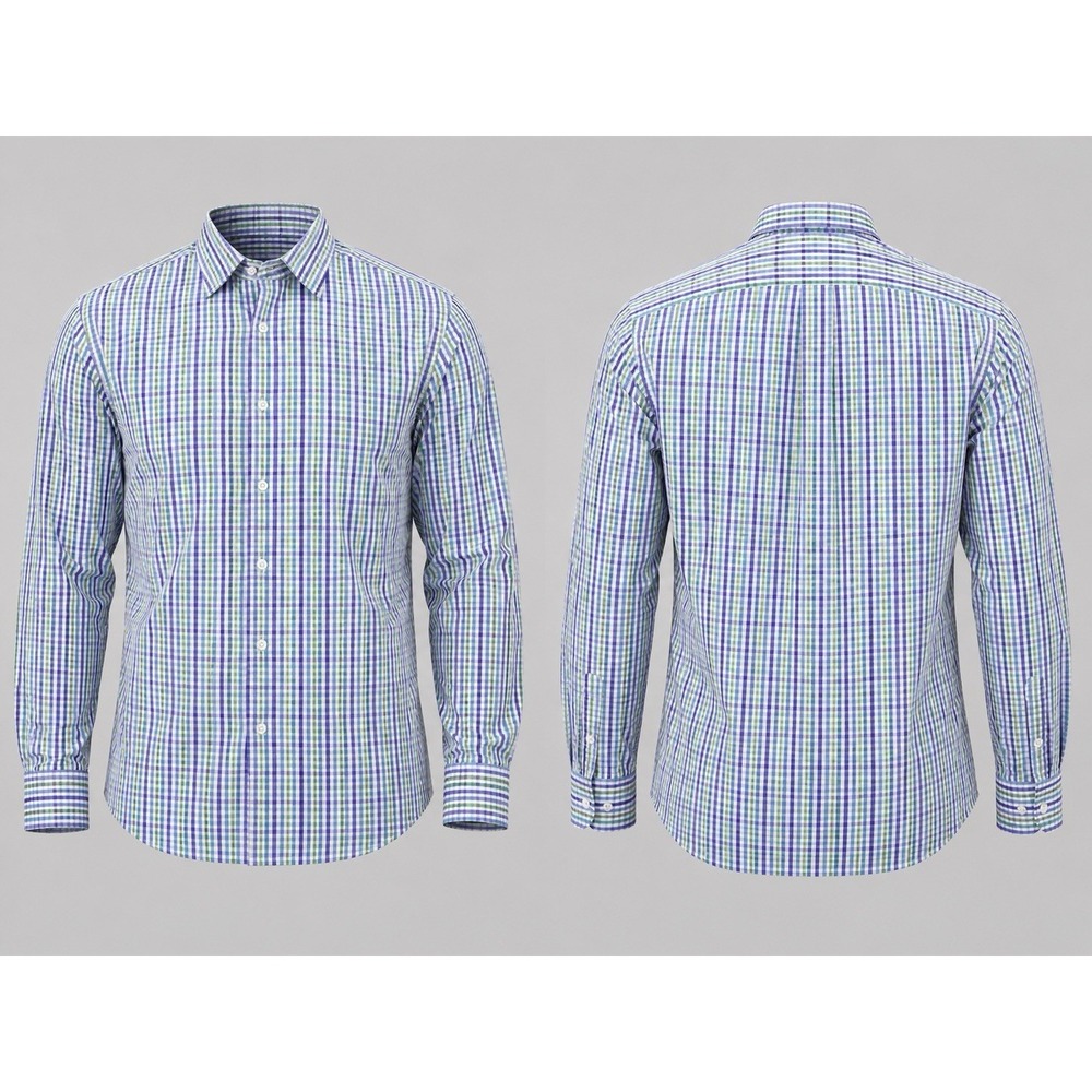 Turnbull & Asser Dress Shirt Mens 16.5-42 Blue Checked England Made